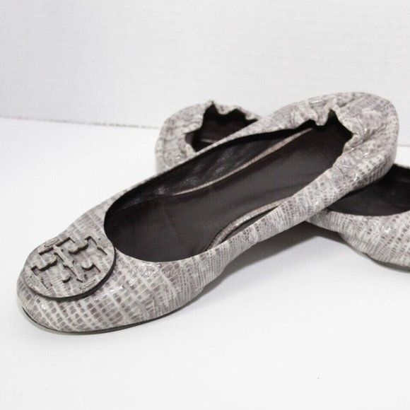 Tory Burch Shoes - Tory Burch Animal Print Ballet Flats Minnie Travel Gray Size 6.5 *Read* H13070